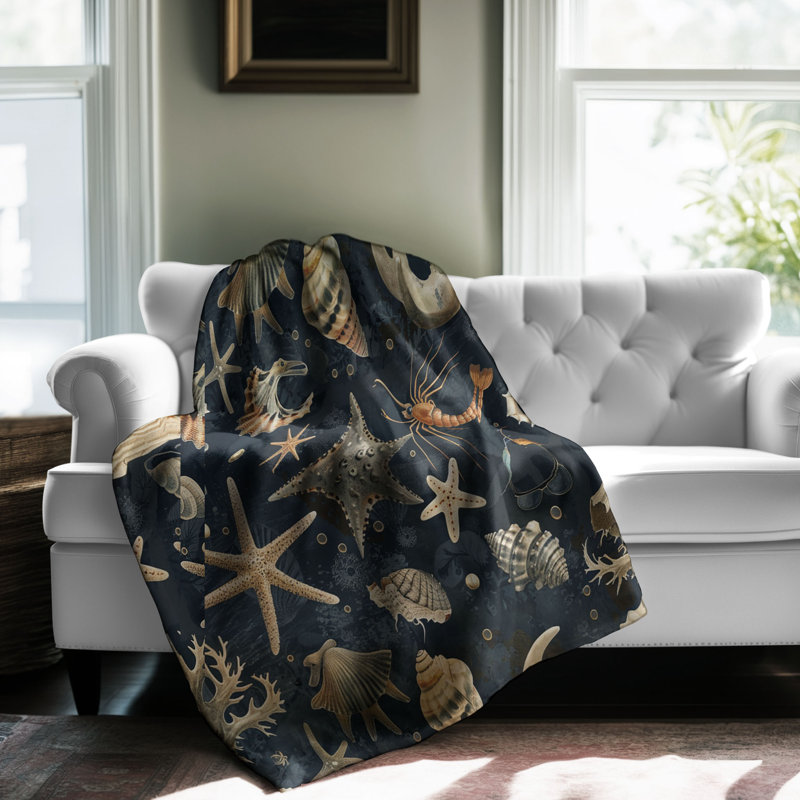 Oceanic Retreat Aura - couverture en sherpa de qualité supérieure 1 pièce - reproduction d'art luxueuse, Lit simple