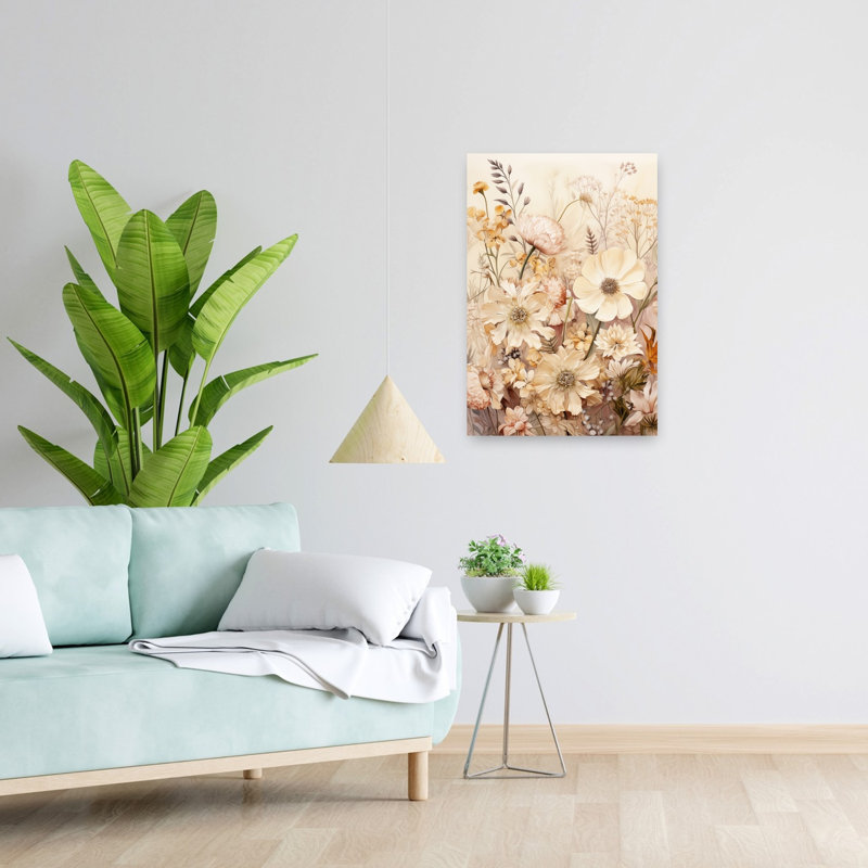 Art contemporain, paysage de marguerite abstraite, H 24 po x l 16 po