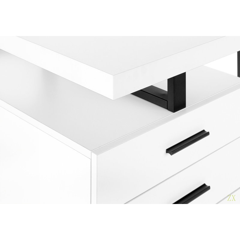 Bureau d'ordinateur, bureau personnel, ordinateur portable, installation à gauche, à droite, tiroirs de rangement, L 48 po, stratifié de travail, métal, contemporain, moderne