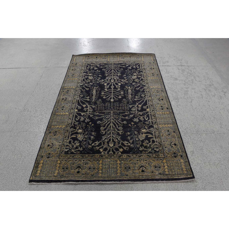 Transitional One-of-a-Kind Rectangle 4' X 6' Hand Knotted Area Rug