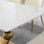 Table de salle à manger en pierre de 71 pouces de couleur blanche Carrara avec base à piédestal rayé-855972253