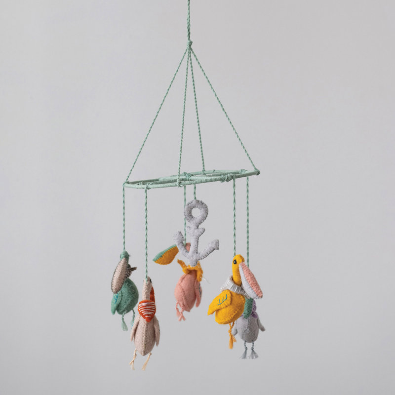 Wool Felt Pelican Mobile with Anchor