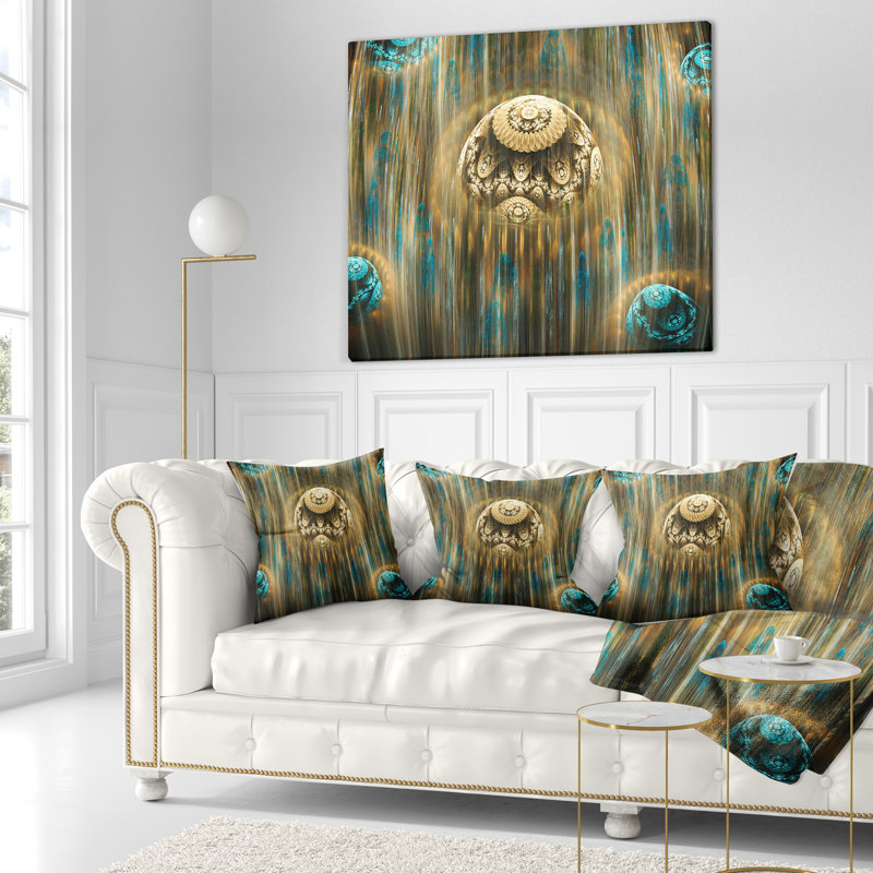 World of Infinite Universe - Coussin imprimé abstrait, 18 po x 18 po, Brun et bleu