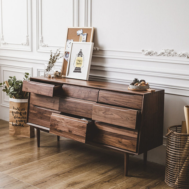Armoire de rangement en noyer avec tiroirs