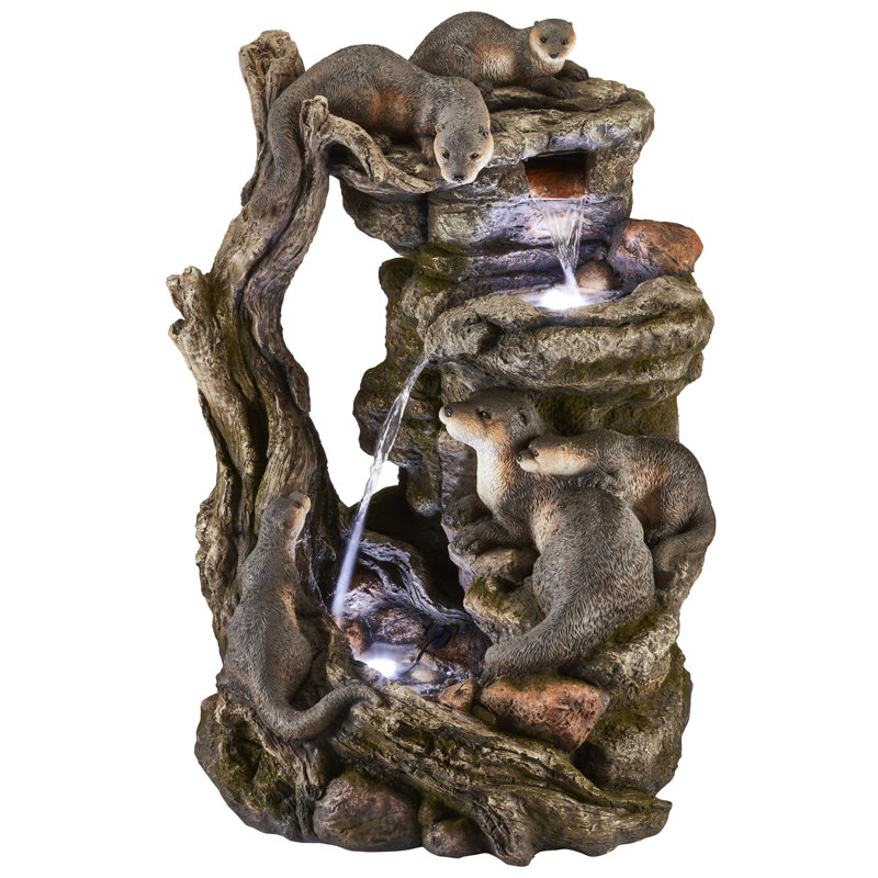 Nolia Weather Resistant Sculptural Fountain with Light