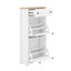 Étagère à chaussures autoportante avec 2 tiroirs rabattables et panneau réglable, armoire supérieure à motif de grain de bois, organisateur de vestibule fonctionnel-23275482