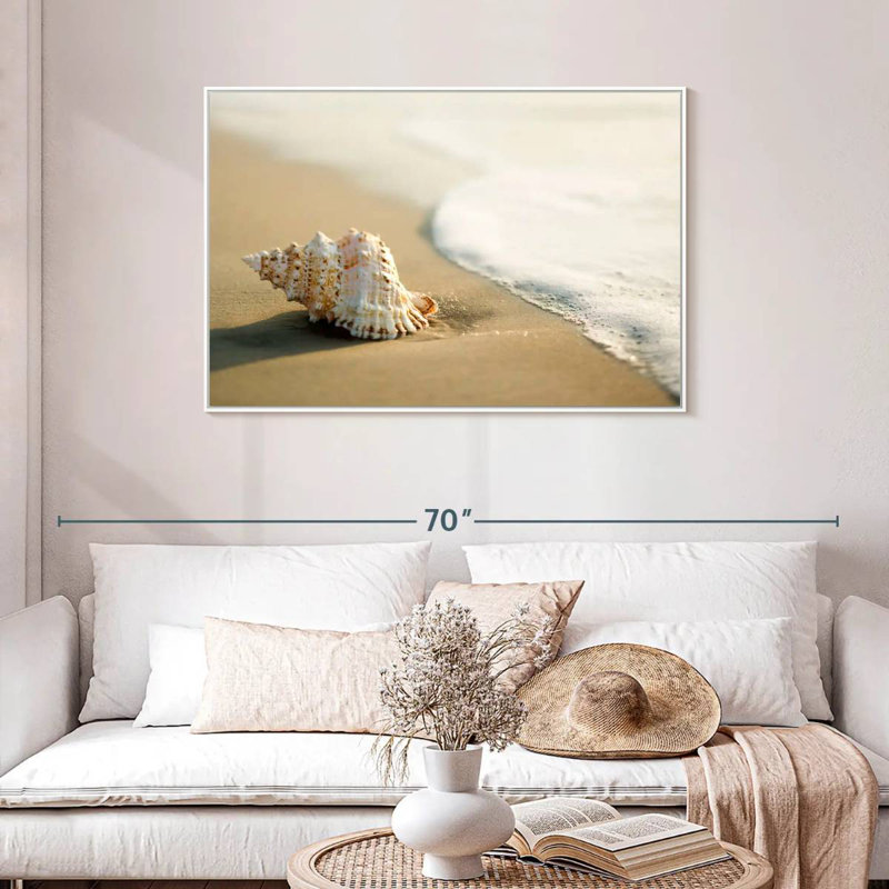 Shell On The Beach, Floating Frame White, 43" X 29"