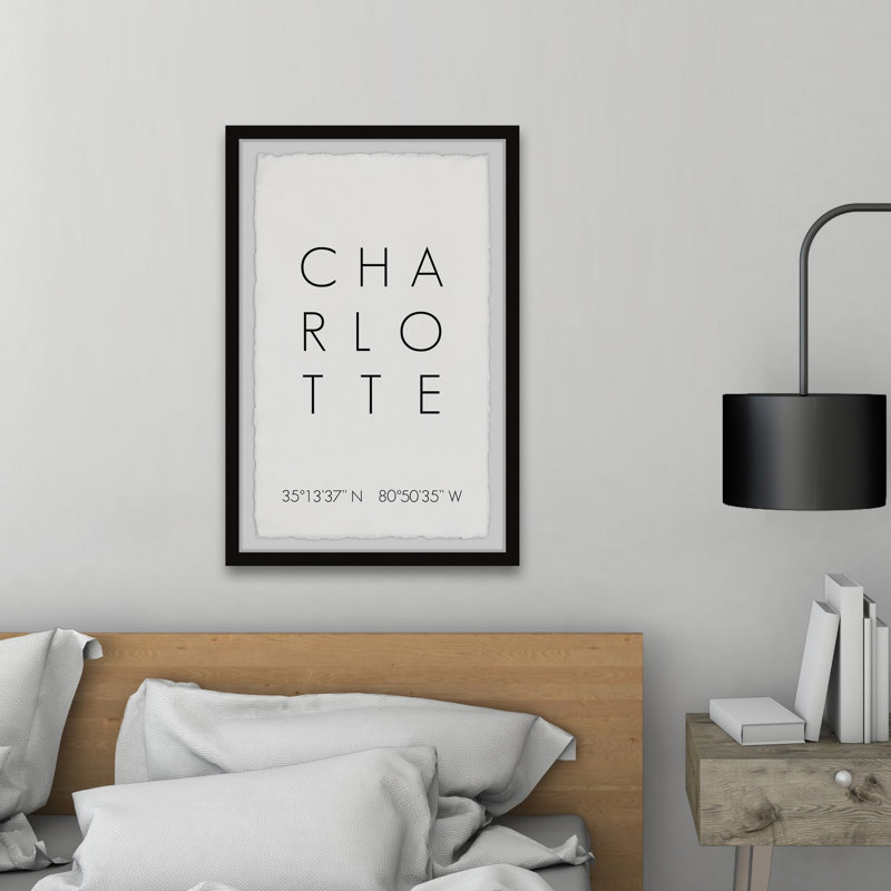 Charlotte coordonner - reproduction d'art textuel sur papier encadré, H 36 po x l 24 po x 1,5 po