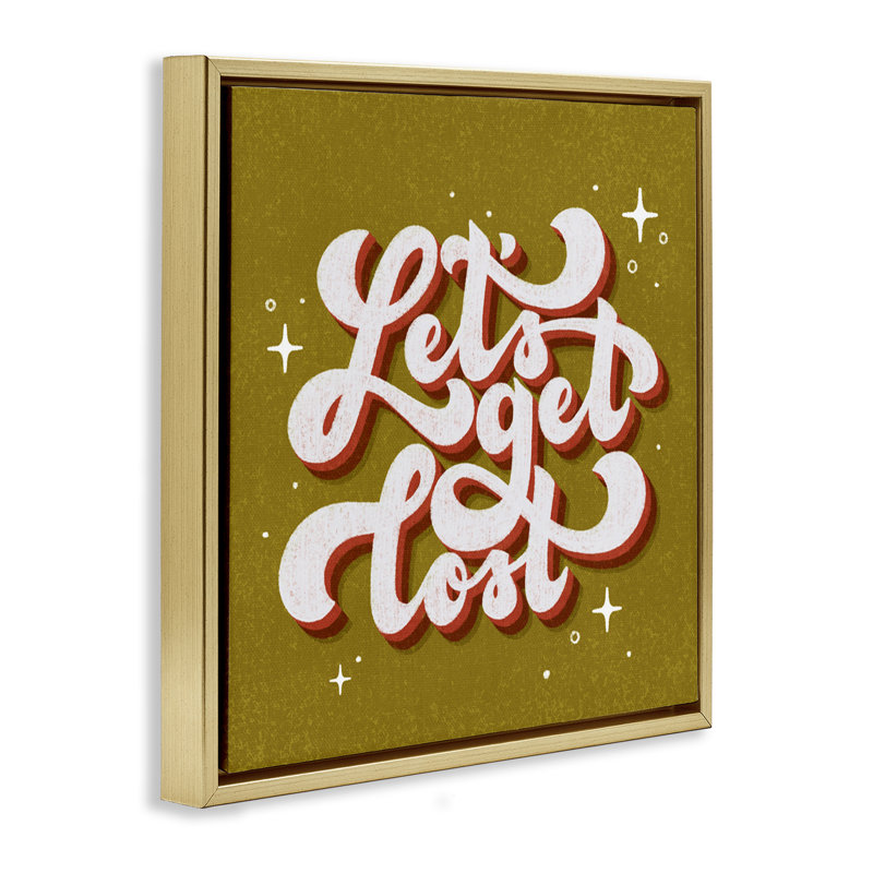Cadre flottant Let Let Lost Retro, design par Sarah Hickman, H 18 po x l 18 po, Cadre flottant métallique doré