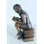 Statue de lecture de bibliothèque sur pile de livres en bronze NIFao 8 po x 6 po x H 15 po