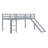 Sturdy Rubberwood Kids Loft Bed With Built-In Storage, Safety Ladder And Full Guardrails-1320298150