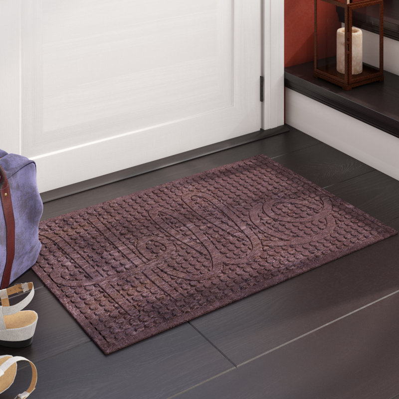 Dionysius Hello Eco-Poly 36'' x 24'' Non-Slip Indoor Outdoor Door Mat, Classic Brown