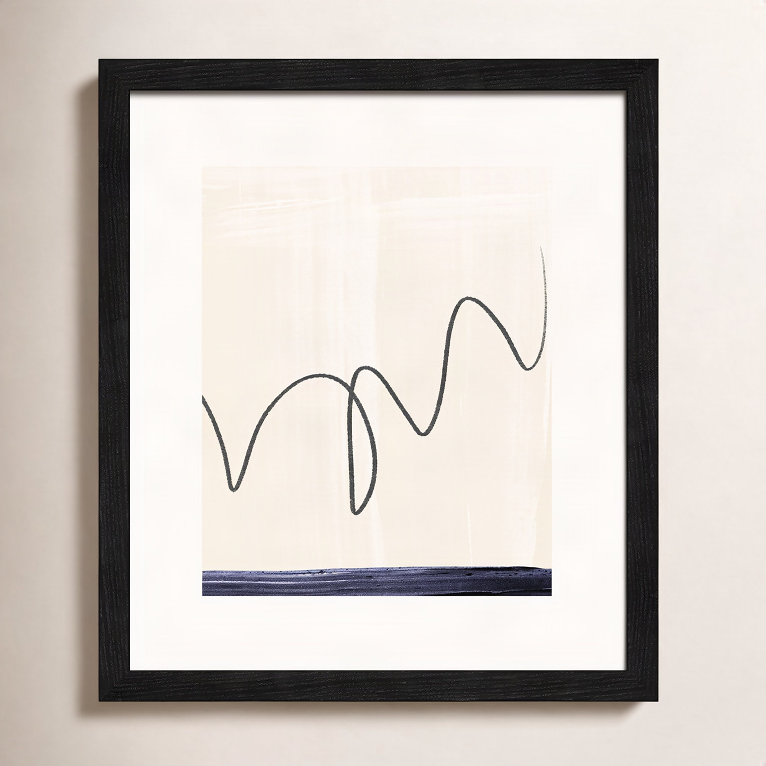 Tigerlily "Departured II" Painting, Black Framed Paper, 15" H x 13" W x 0.75" D