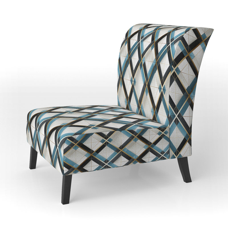 Fauteuil de chambre blanc et bleu Urban Gridlock Channel - Velours