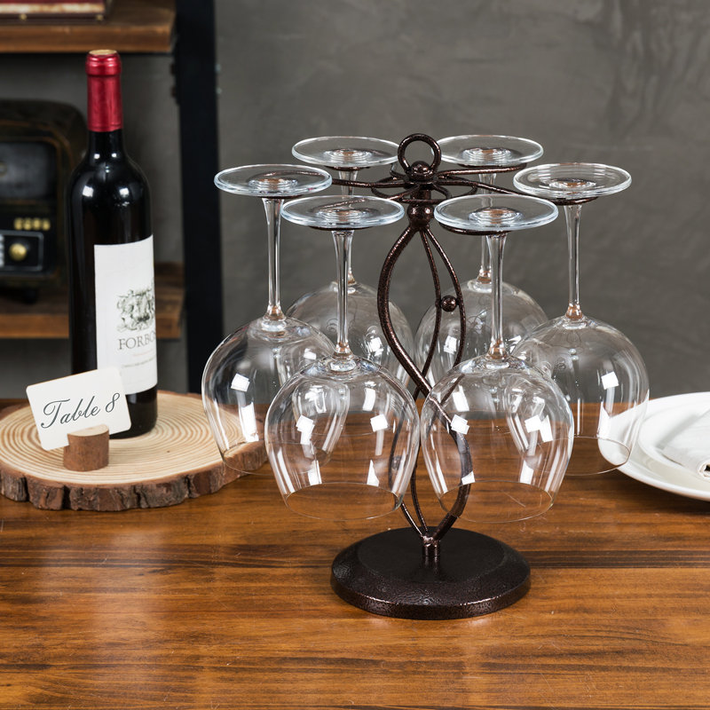 Metal Tabletop Wine Glass Rack in Bronze