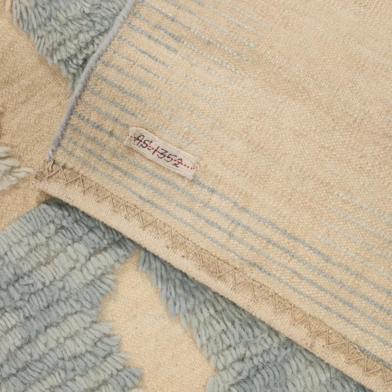 Rug & Kilim’S Scandinavian-Inspired Geometric Beige And Blue Wool Pile Rug, Rectangle 14' x 20'