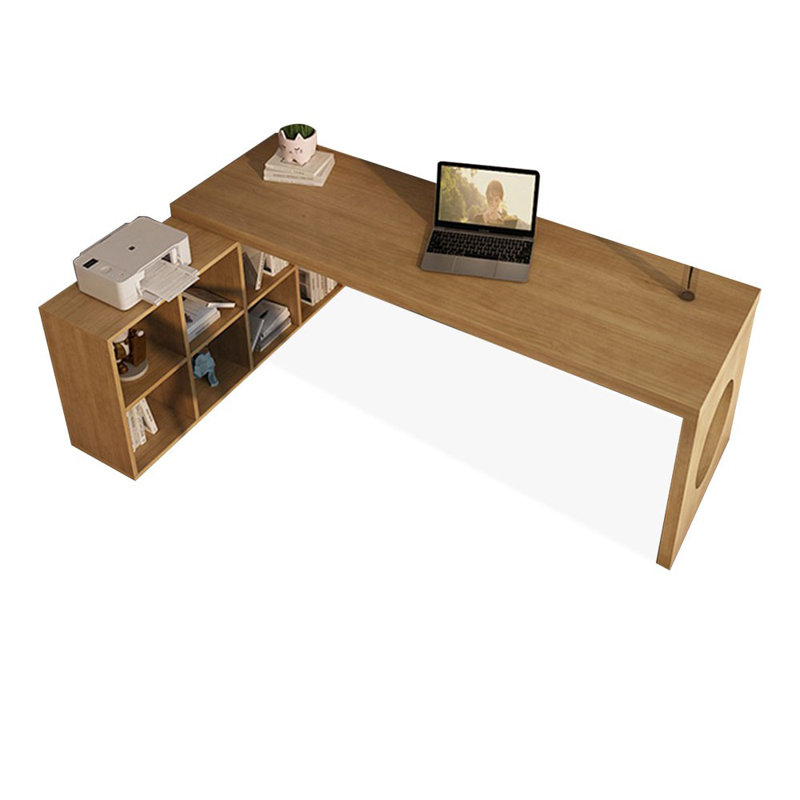 Bureaux en bois massif en L Burlywood, H 29,53 po x l 78,74 po x P 55,12 po, Retour à gauche
