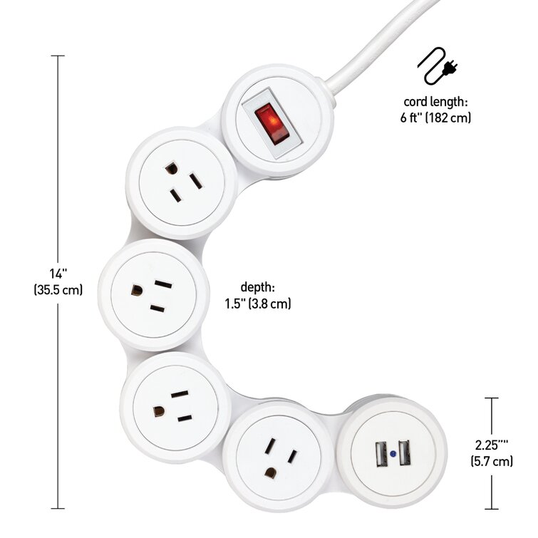 Philips 6-Outlet 4ft. WiFi Braided Extension Cord with Surge