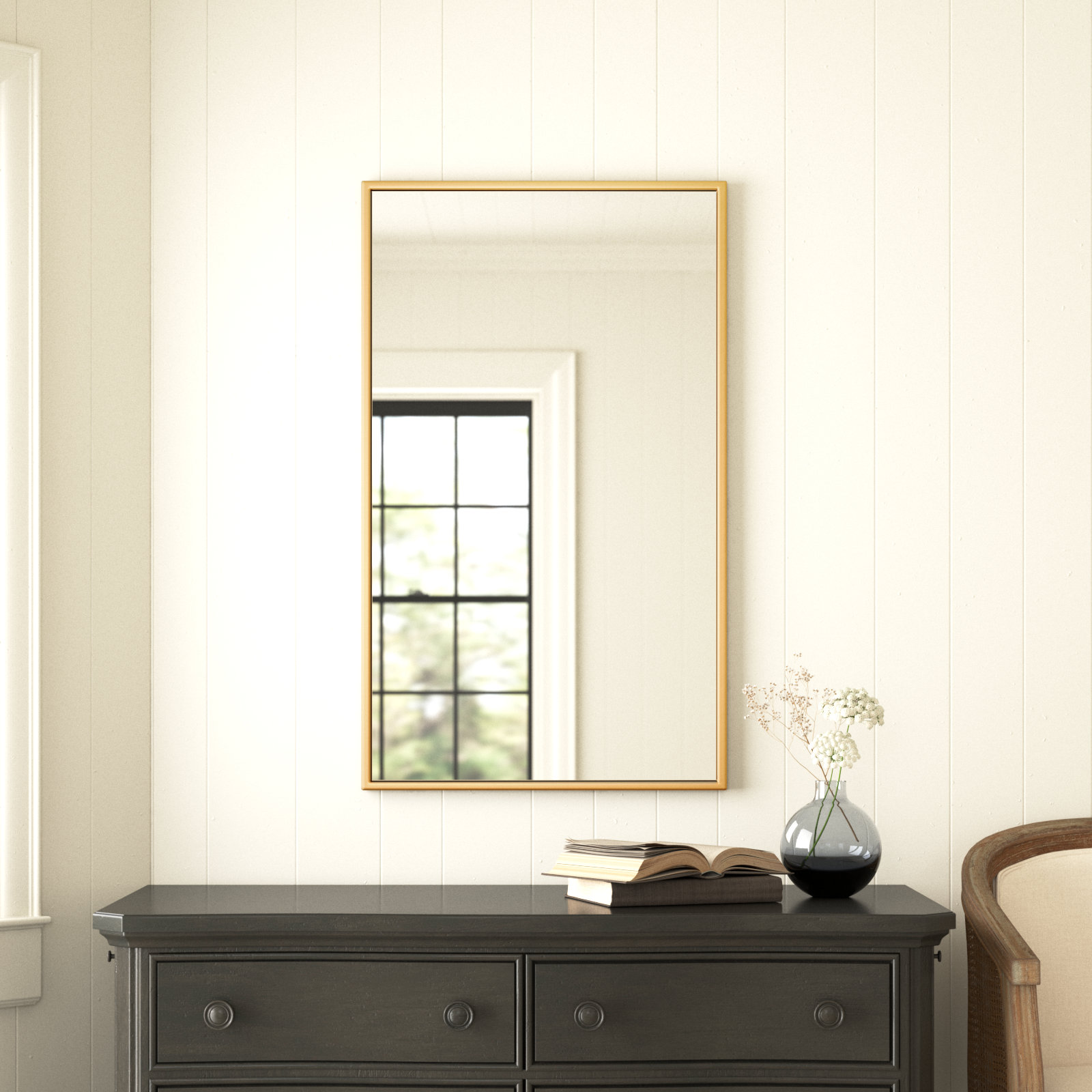 Sabine 36" Accent Mirror, 40" x 24", Brass