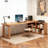 Brown L-Shaped Solid Wood desk-219451441-219451442
