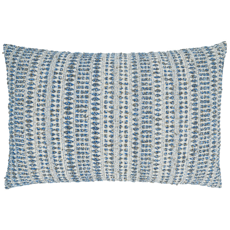  Housse de coussin rectangulaire en mélange de coton, Bleu, Polyester/ bourre en polyester