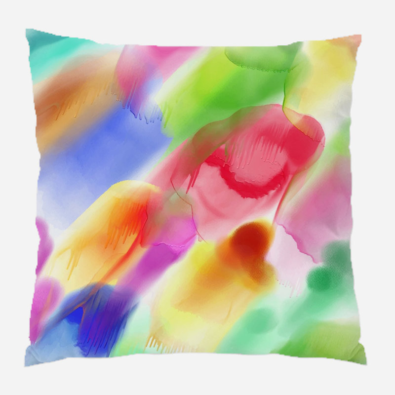 Coussin décoratif aquarelle Valeri, Microsuède, Intérieur