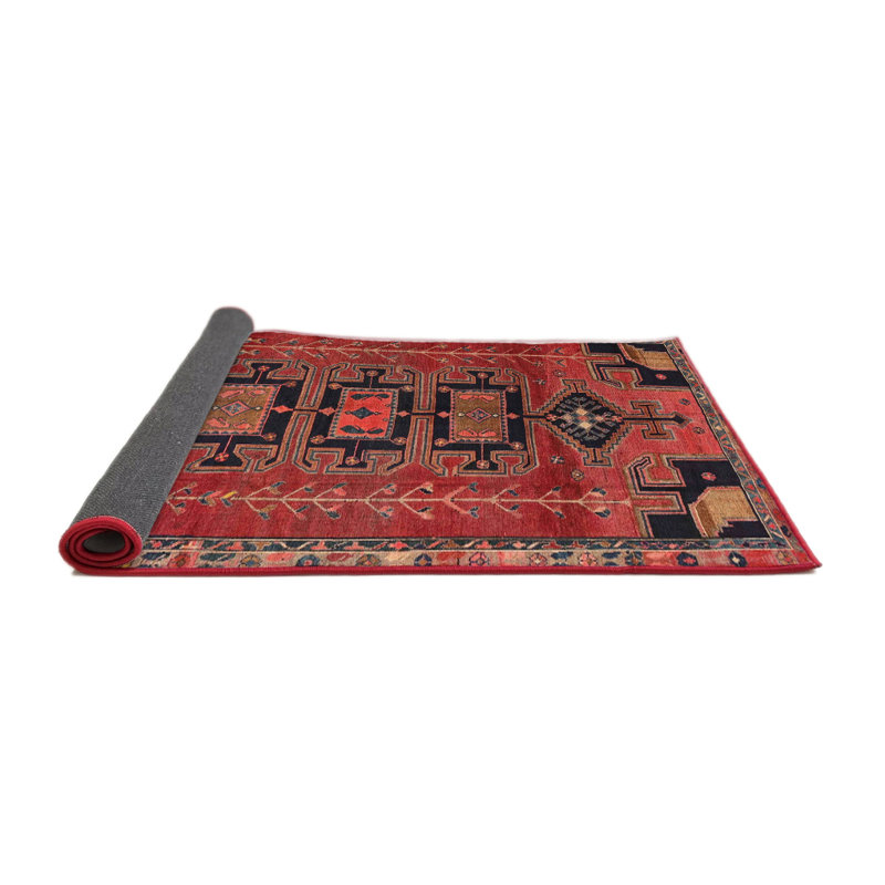 Tapis rouge / noir / brun Southwestern, Rond 4 pi
