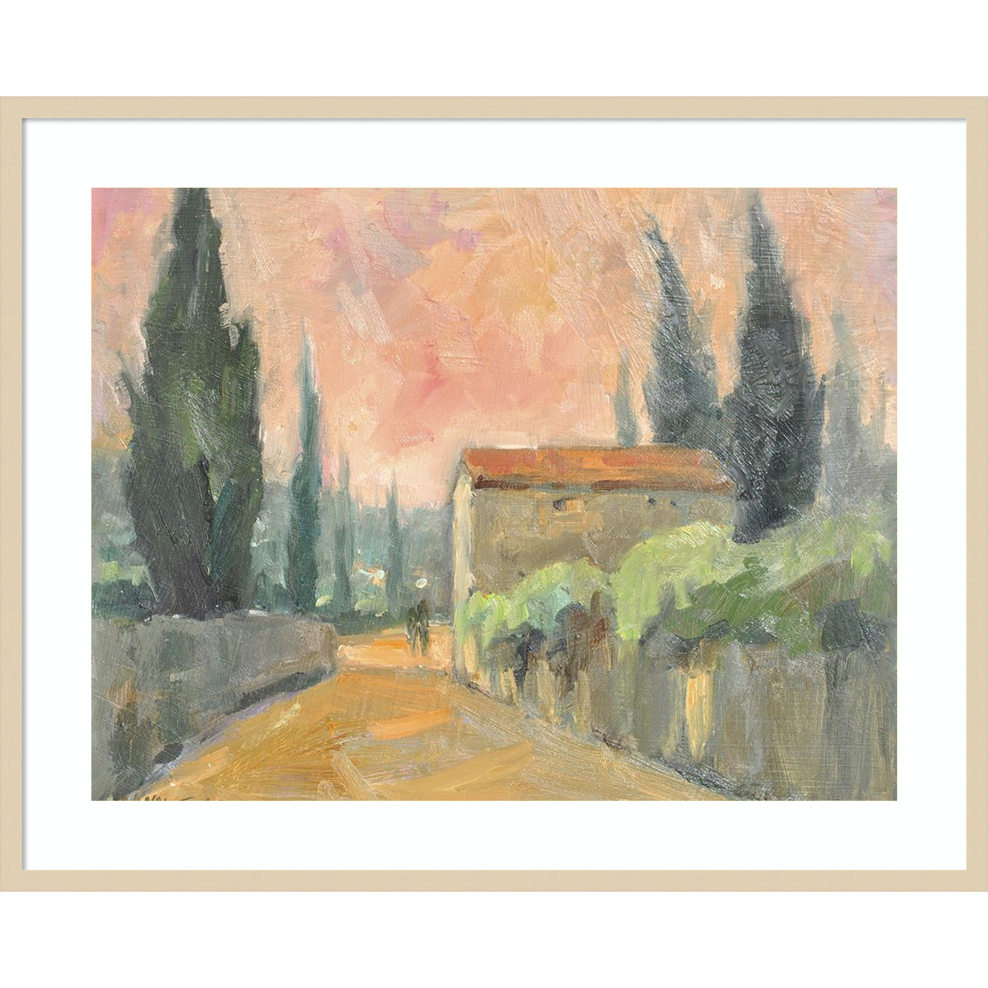 Tuscan Farmhouse by Wood Framed Wall Art Print, 33" H x 41" W, Brown