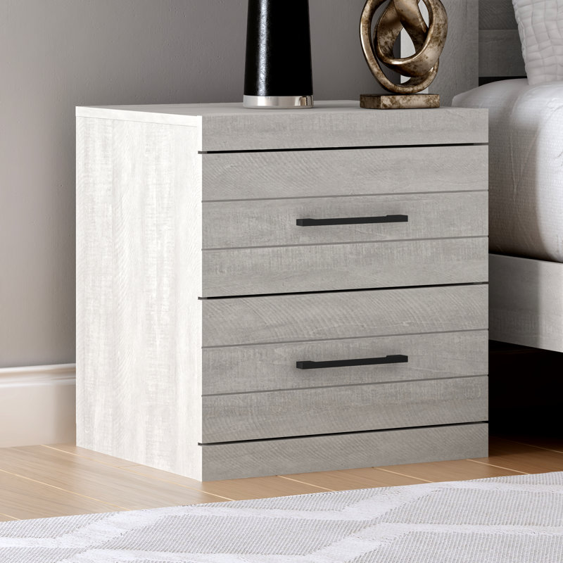 Avigail 2 Drawer Nightstand, Gray
