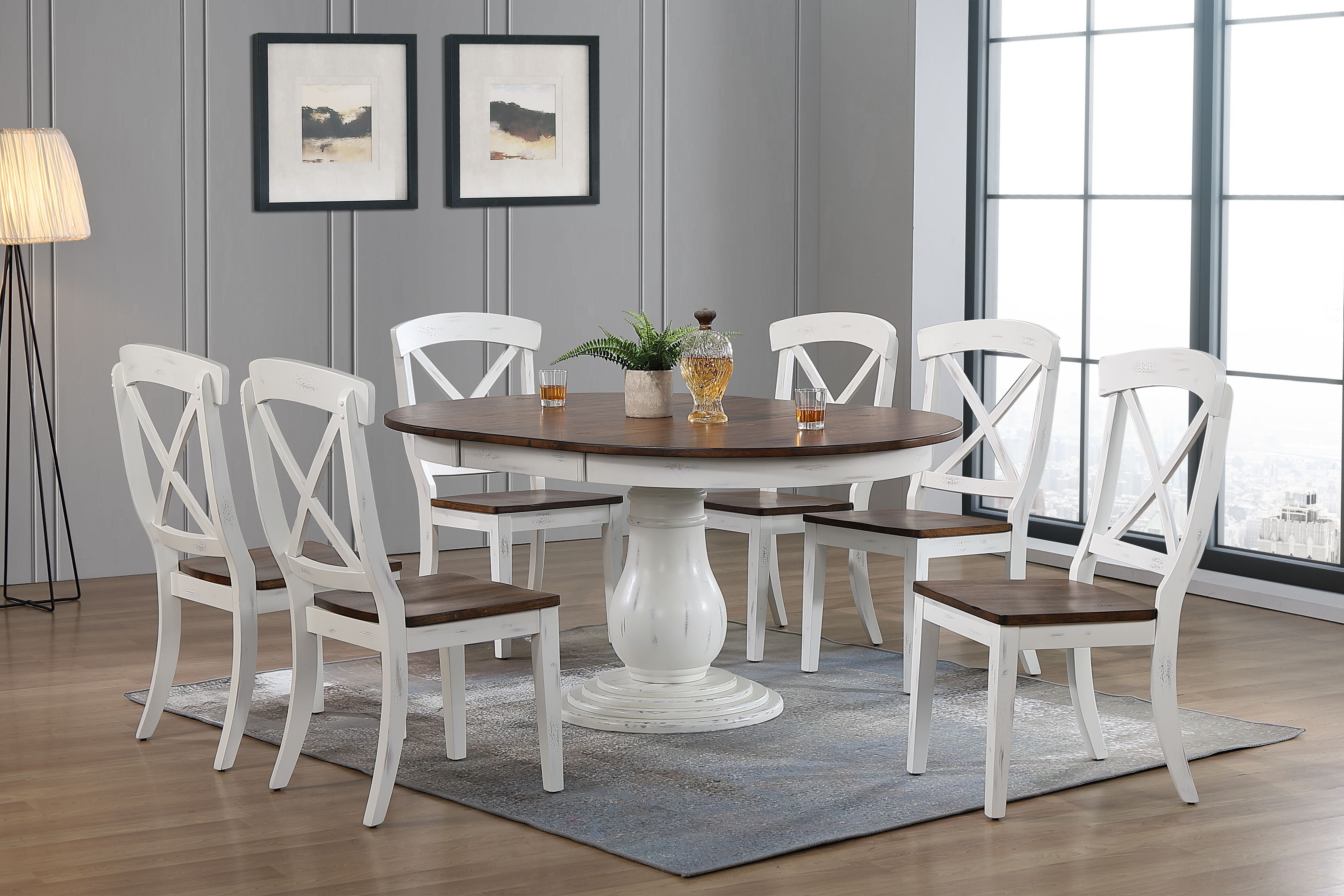 Iconic Furniture 7 - Piece Extendable Rubberwood Solid Wood Dining Set ...