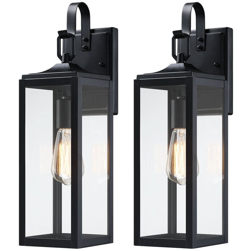 18'' Large Outdoor Wall Lights 2 Packs, Modern Black Exterior Lighting Fixtures, Waterproof Outdoor Sconces Porch Light For House Wall Mount, Farmhouse Wall Lanterns For Front Door, Garage