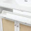 Meuble-lavabo double avec lavabos SMC, plateaux basculants et portes en rotin