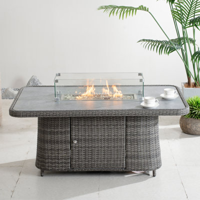 Ebba Aluminum Adjustable Height Fire Pit Table