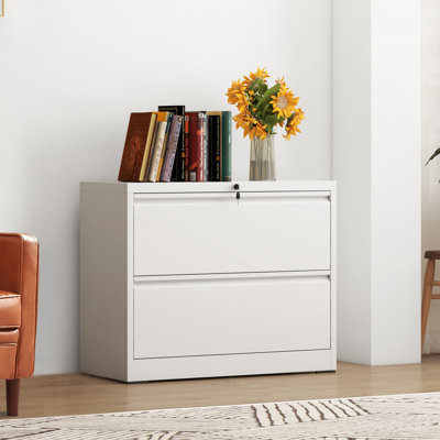 2 Drawer Metal Lateral File Cabinet with Lock - Home Office Storage for Letter/Legal/F4/A4.