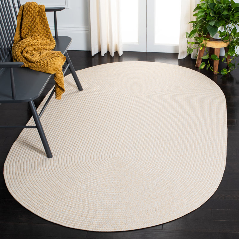 Morton Handmade Flatweave Polypropylene Area Indoor/Outdoor Area Rug in Ivory, Oval 4' x 6'