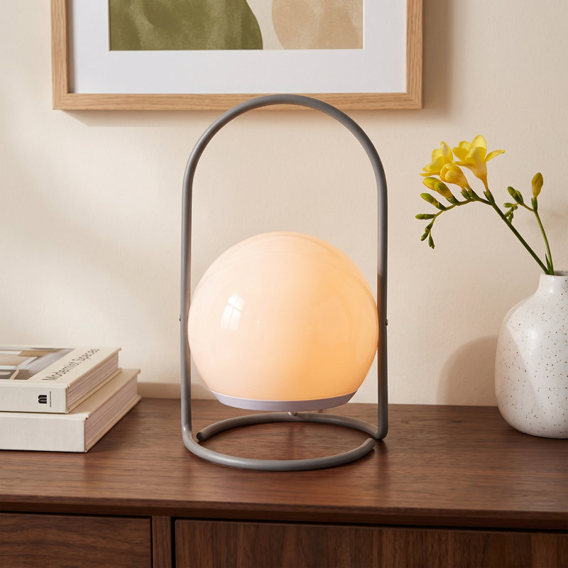 Gray Flameless Outdoor Lantern Circular Candle