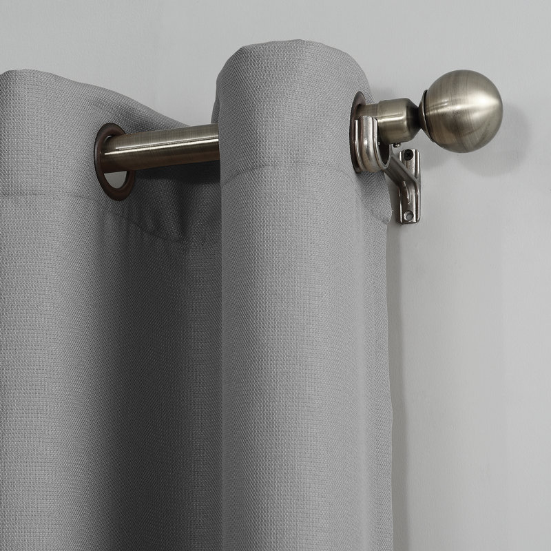 Brumbaugh Semi-Sheer Grommet Single Curtain Panel, 48" W x 84" L, Nickel