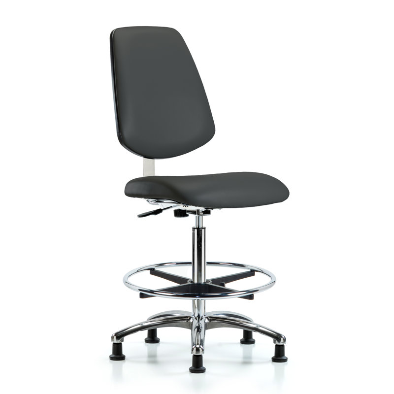 Kendal Vinyl Drafting Chair, Charcoal, Glides