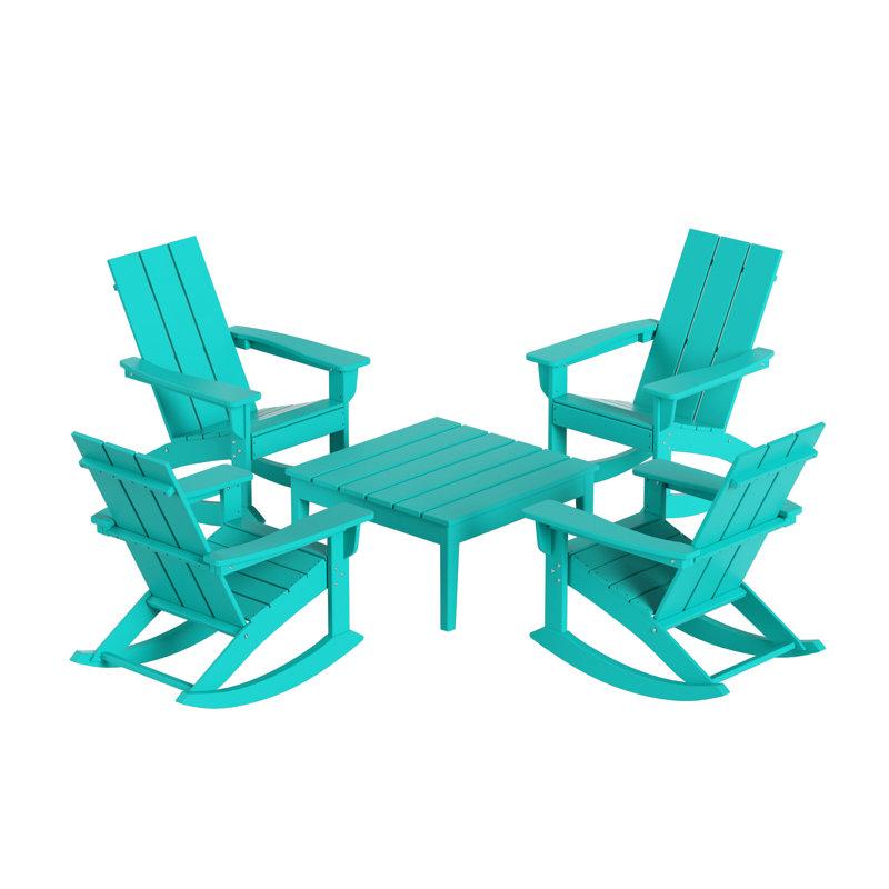 Ensemble de conversation à chaises multiples 5 pièces Joubert, Turquoise