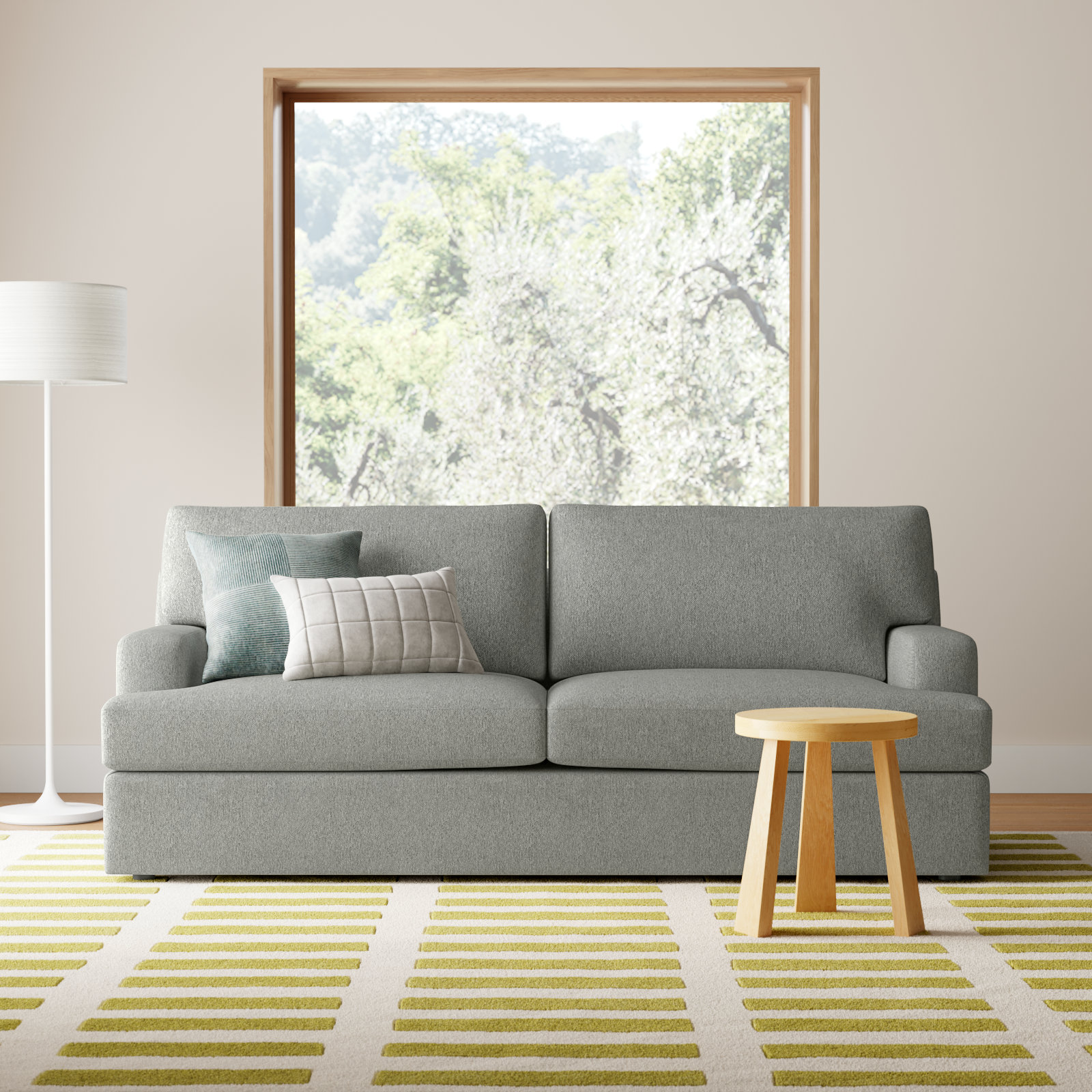 Cleo 84'' Sofa, Ticket Smoke Heathered Basketweave