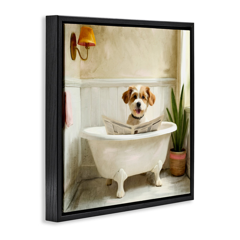 Light Reading Dog Bath Floating Frame, design by Kim Allen, Jet Black Floater Frame, 18" H x 18" W