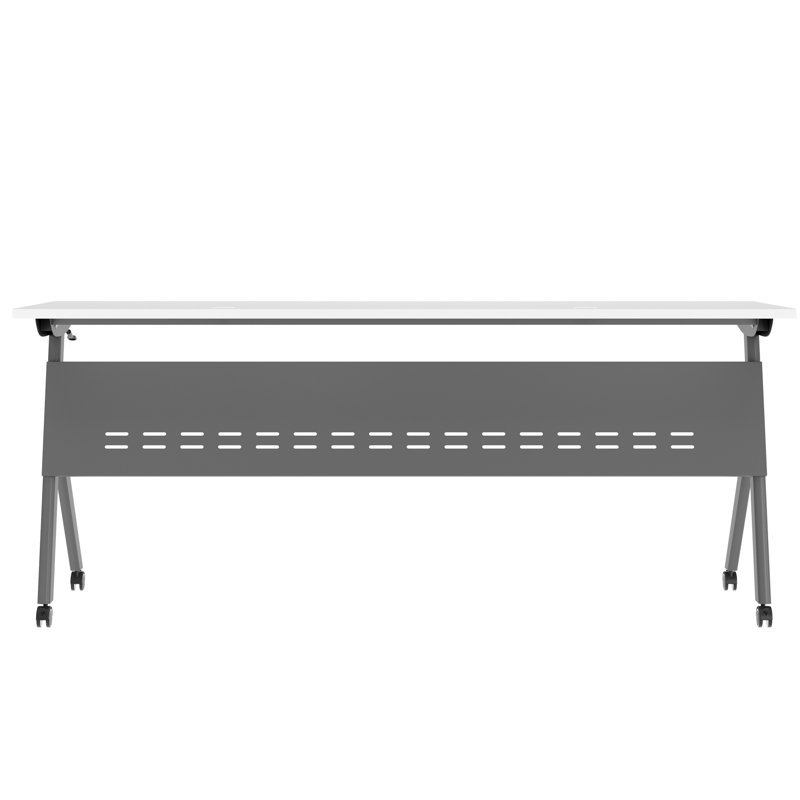 Commercial Nesting Flip Training Table With Steel Frame And Y-Legs, White, Grey