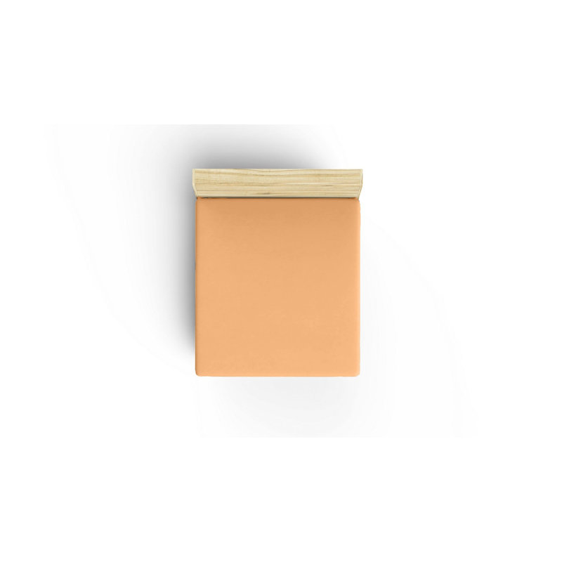 Premium Ranforce Single Small Fitted Sheet, 100% Cotton, 35.4 x 74.8 x 11.8 inches | Lightweight 4.1 oz/sq yd | Machine Washable, Pale Orange Color | Soft, Breathable Fabric for Comfortable Sleep
