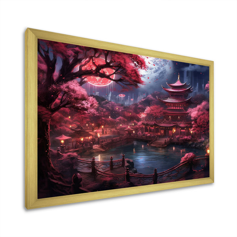 Japon, terre du Samouraï III - Japon, art mural, H 30 po x l 40 po x P 1,5 po, Cadre doré simple