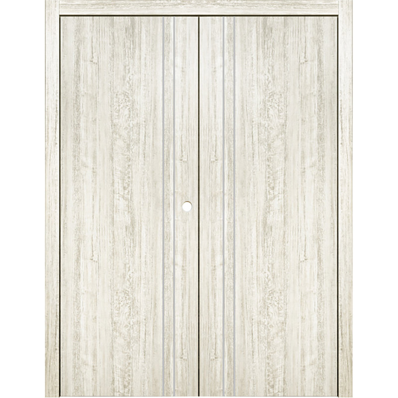 Double porte intérieure stratifiée HG-002V, 60 po x 80 po, Bois d'aloès clair, S'ouvre à gauche vers l'intérieur