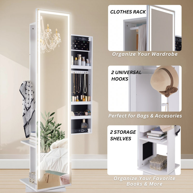 Armoire à bijoux autoportante de 15,2 po de largeur Nesly