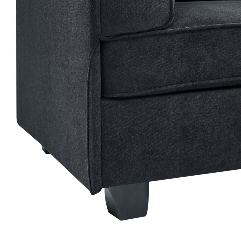 Canapé modulaire en polyester, Black Polyester, 34.5" H x 120" W x 90" D