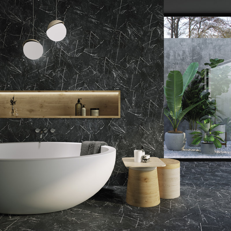 Timeless Hex Marquina 8-5/8 x9-7/8 Porcelain Singular Tile Wall & Floor Tile