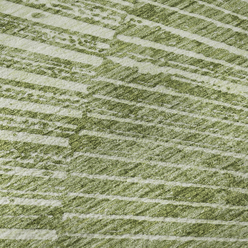Sage Starburst Rectangular Washable Synthetic Rug 2'6" x 3'10"