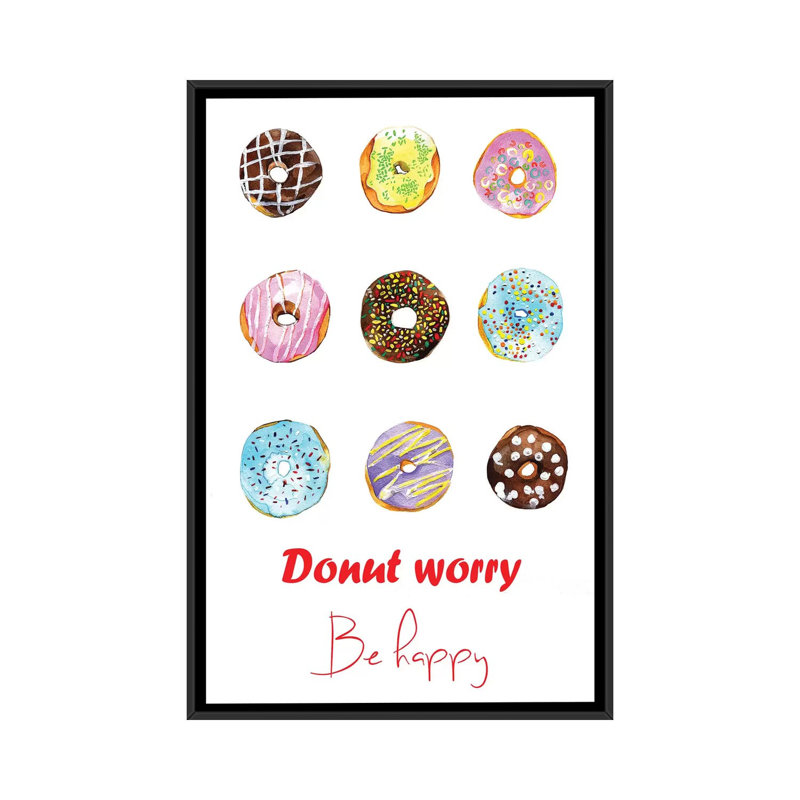 « do not inquiéter be happy »-impression sur papier, H 26 po x l 18 po x P 1,5 po, Toile avec cadre noir